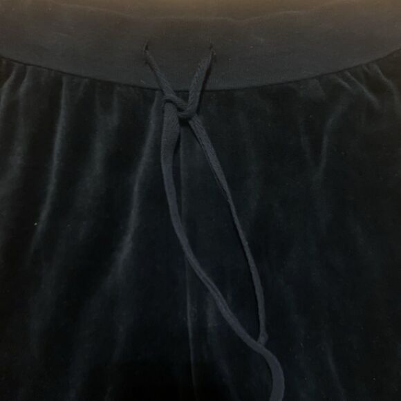 Eileen Fisher Black Velour Jogger Pants Organic Cotton Drawstring Pull On PL - Picture 3 of 13